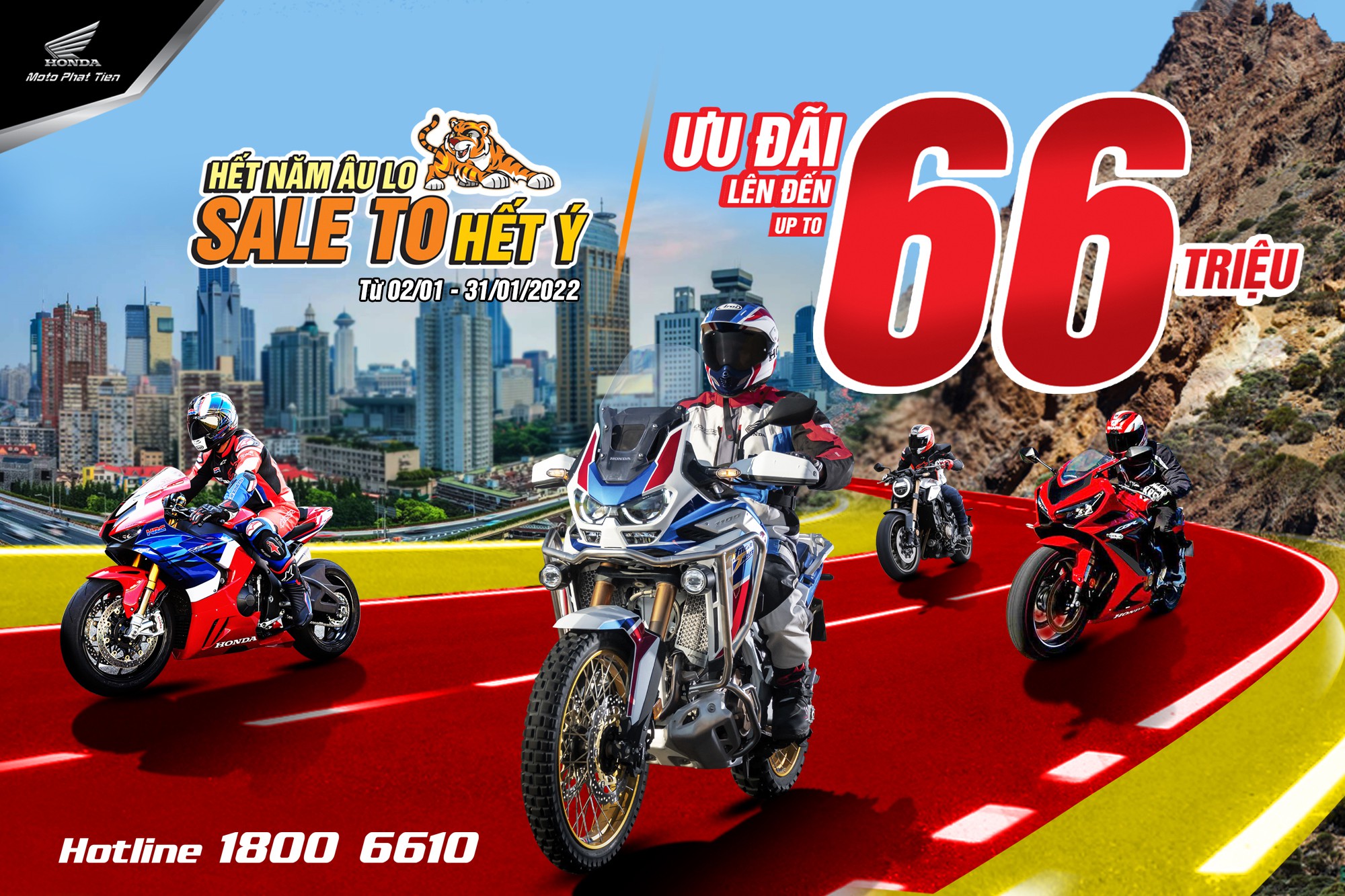 Chương trình khuyến mãi Hết Năm Âu Lo Sale To Hết Ý - Ưu đãi đến 66.000.000đ tại Honda Moto Phát Tiến