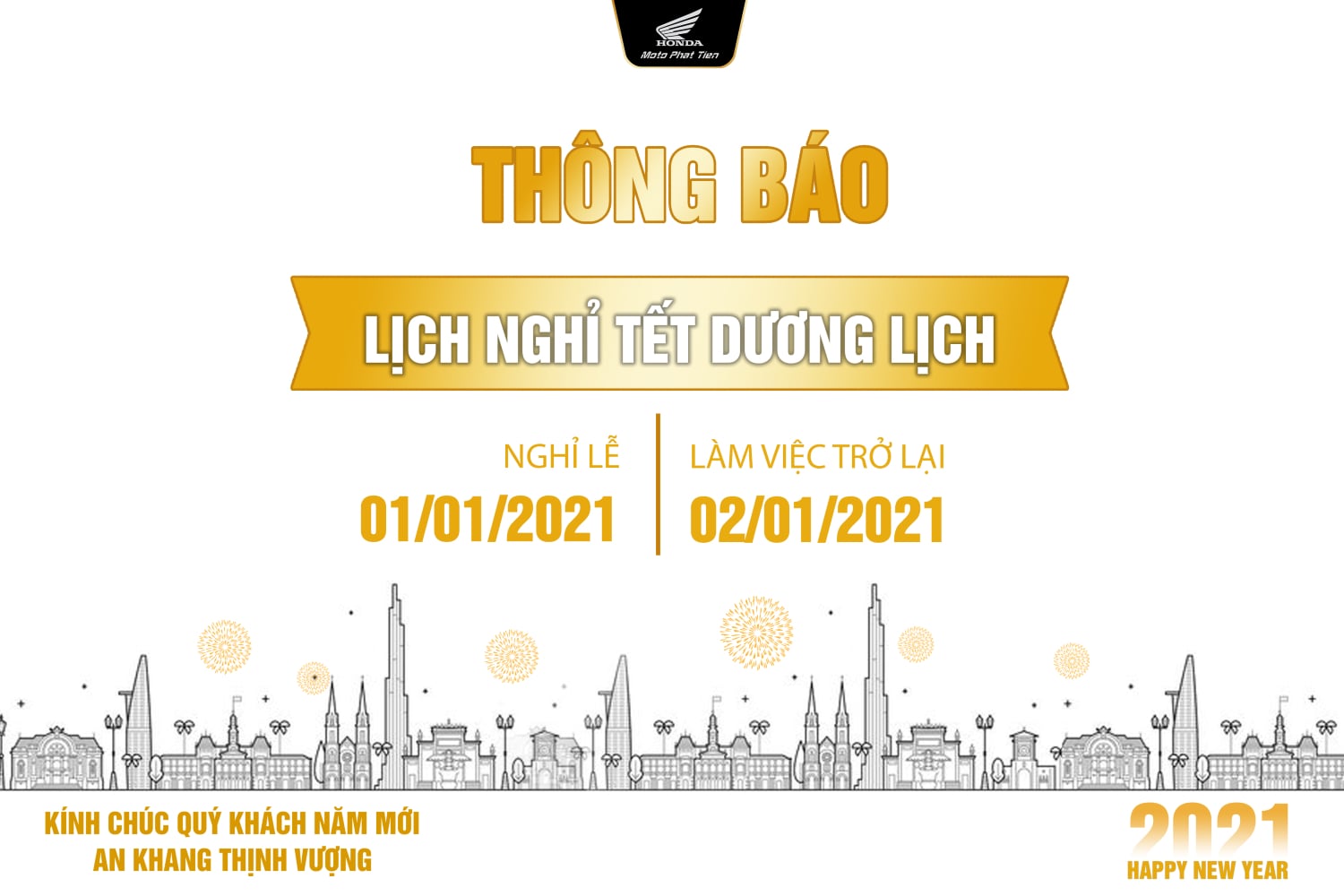 Thông Báo Lịch Nghỉ Tết Dương Lịch 2021